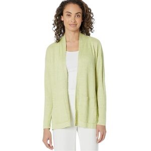 Eileen Fisher Organic Linen Delave High Collar Cardigan in Canary Size PP